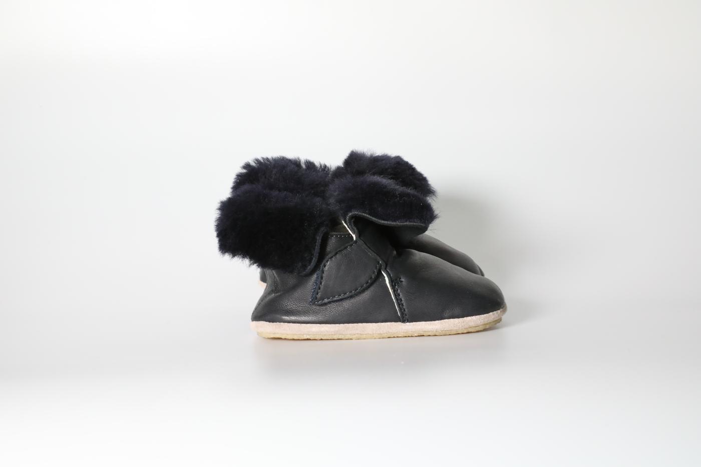 Fur and leather infant boot