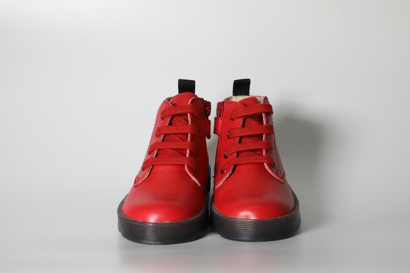 Red lace-up boots